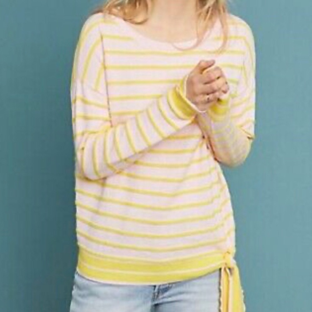 Anthropologie Pink & Yellow Striped Sweater